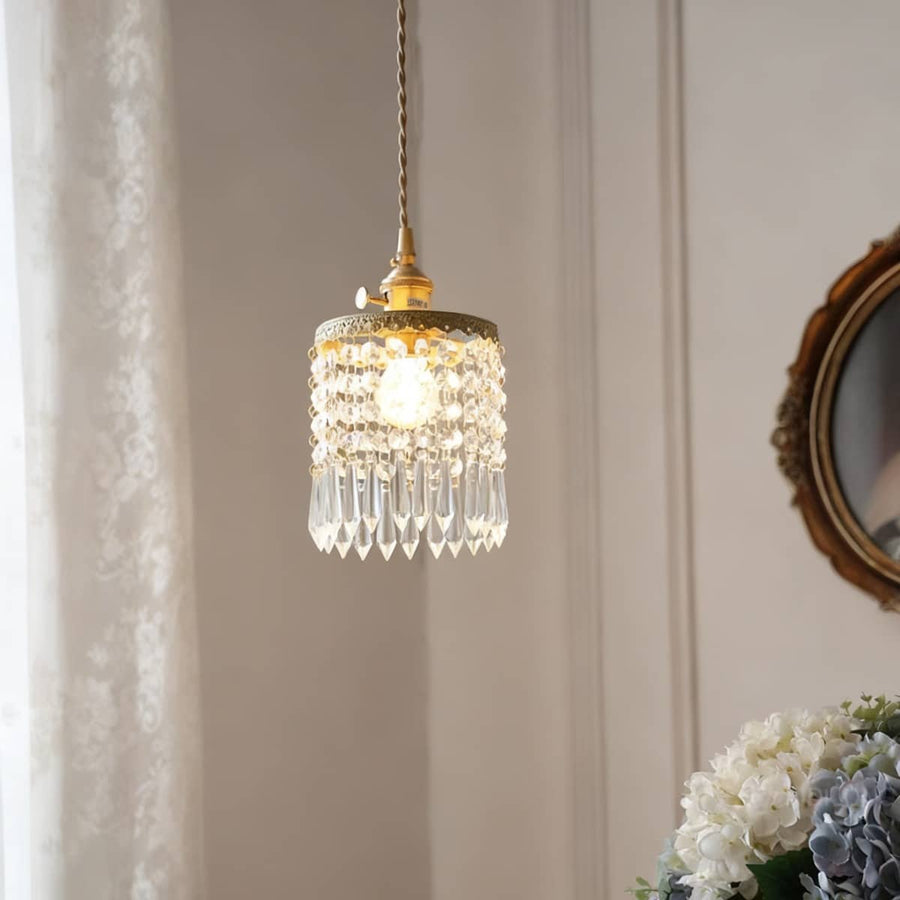 Crystal Fringe Brass Pendant Light-Lighting > Chandeliers & Pendant Lights-casanuva-casanuva