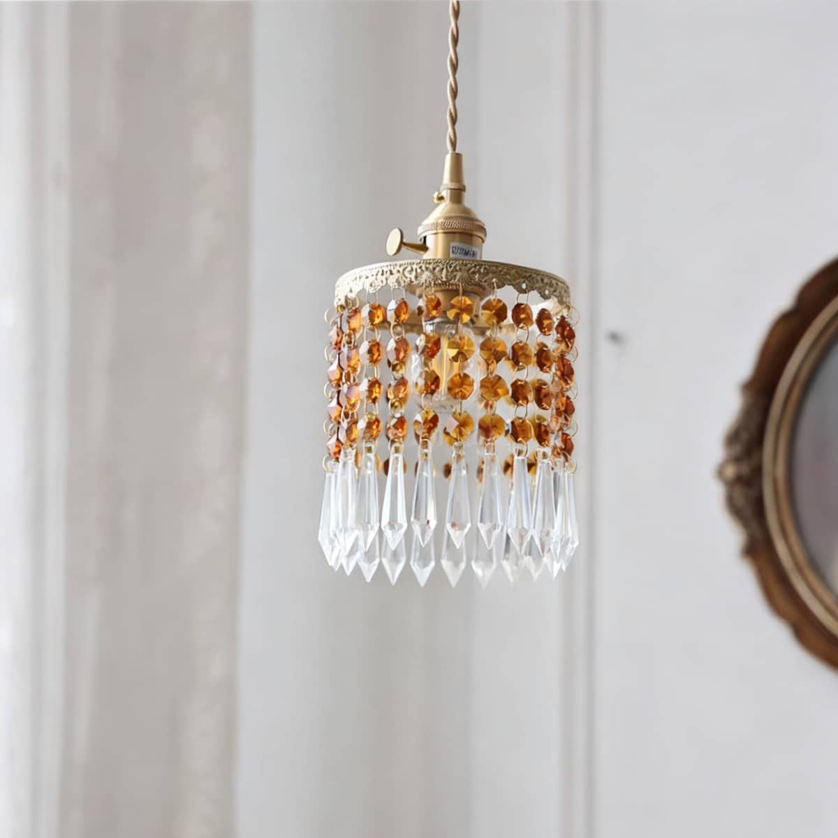 Crystal Fringe Brass Pendant Light-Lighting > Chandeliers & Pendant Lights-casanuva-casanuva