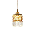Crystal Fringe Brass Pendant Light-Lighting > Chandeliers & Pendant Lights-casanuva-Amber-casanuva