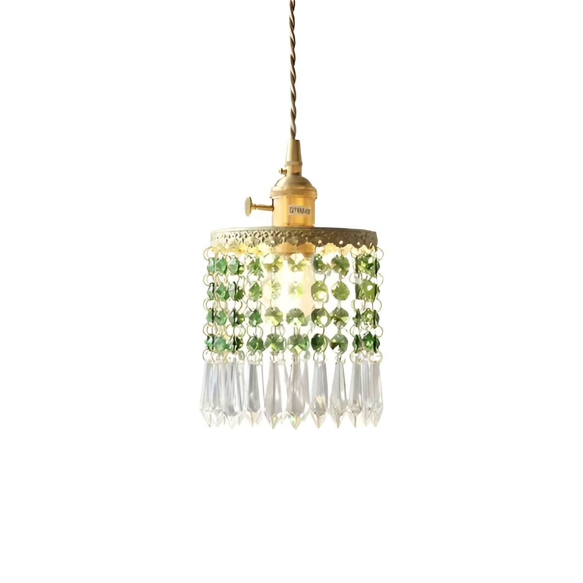 Crystal Fringe Brass Pendant Light-Lighting > Chandeliers & Pendant Lights-casanuva-Green-casanuva
