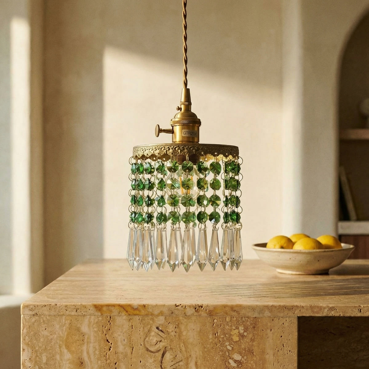Crystal Fringe Brass Pendant Light-Lighting > Chandeliers & Pendant Lights-casanuva-casanuva