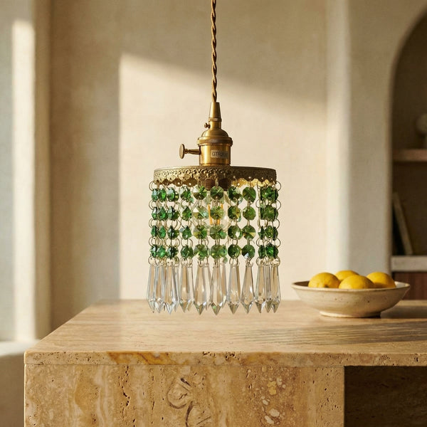 Crystal Fringe Brass Pendant Light-Lighting > Chandeliers & Pendant Lights-casanuva-casanuva
