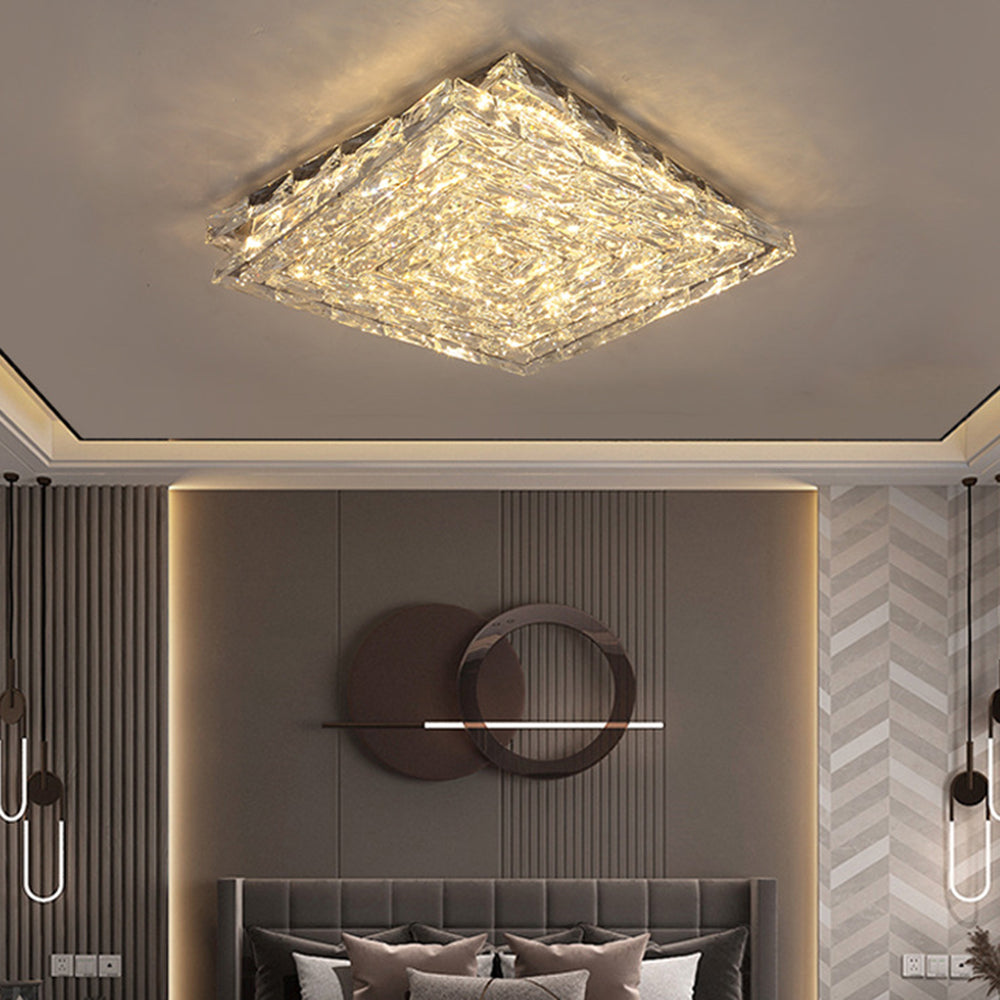 Crystal LED Ceiling Light-Lighting > Ceiling Lights-casanuva-Gold-2 layers-D40*H8cm-Three-color Changing by s-casanuva