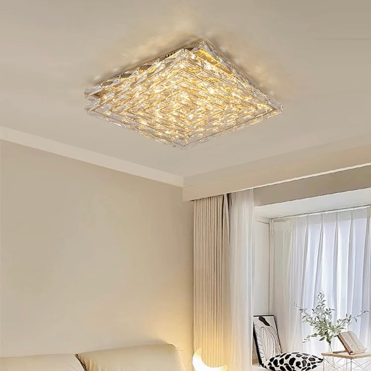 Crystal LED Ceiling Light-Lighting > Ceiling Lights-casanuva-Gold-2 layers-D60*H8cm-Stepless Dimmable by remo-casanuva