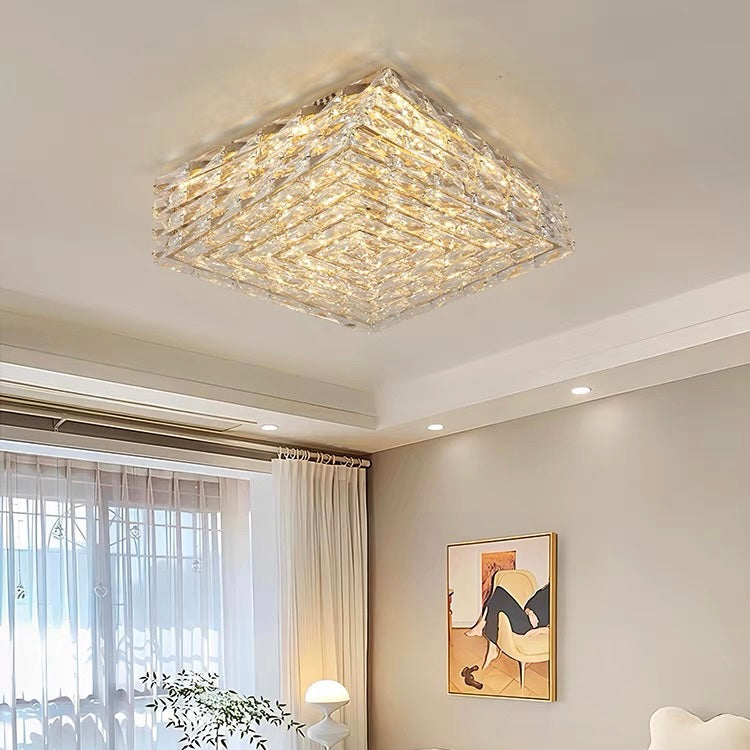 Crystal LED Ceiling Light-Lighting > Ceiling Lights-casanuva-Gold-4 layers-D40*H15cm-Three-color Changing by s-casanuva