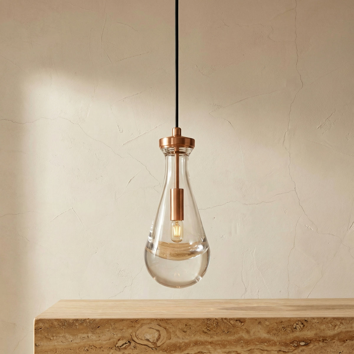 Crystal Raindrop Copper Pendant Light-Lighting > Chandeliers & Pendant Lights-casanuva-casanuva