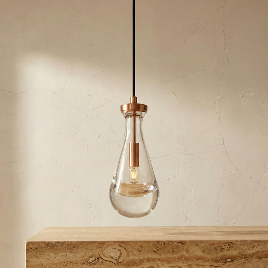 Crystal Raindrop Copper Pendant Light-Lighting > Chandeliers & Pendant Lights-casanuva-casanuva