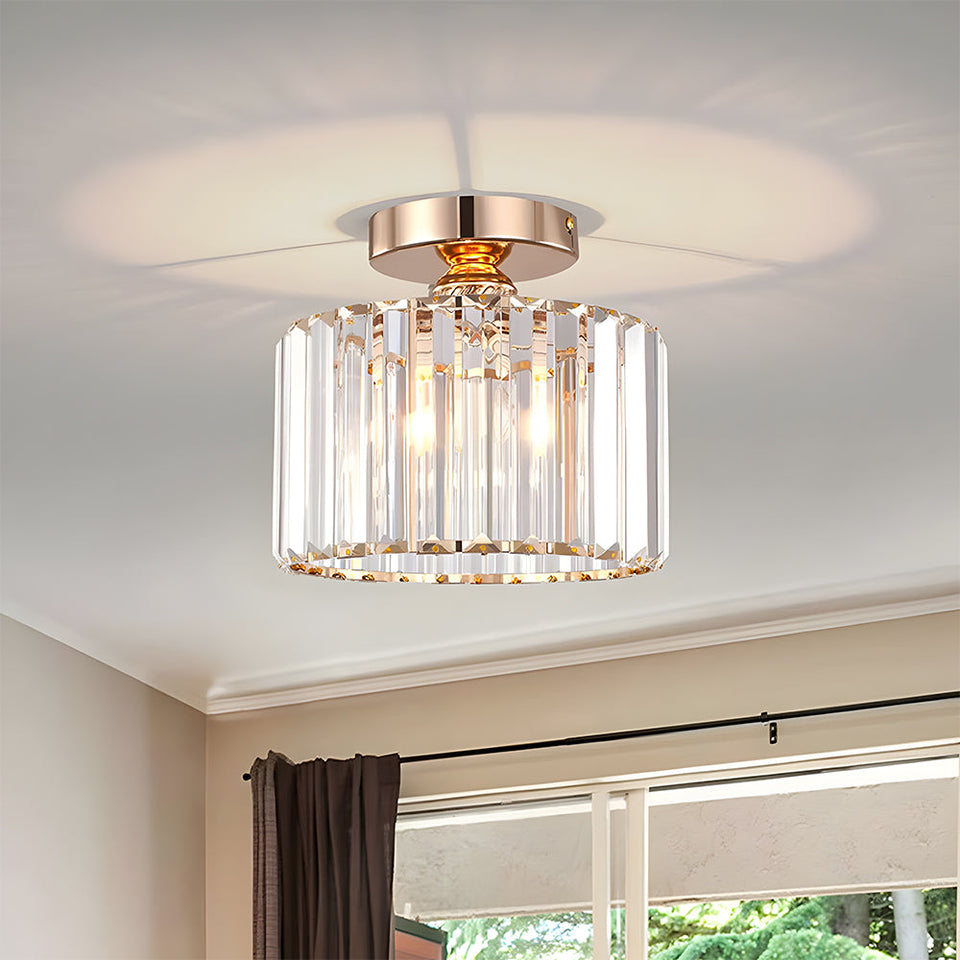 Crystal Semi Flush Mount Ceiling Light for Living Room-Lighting > Ceiling Lights-casanuva-Gold-D22*H13cm-1 Piece-casanuva