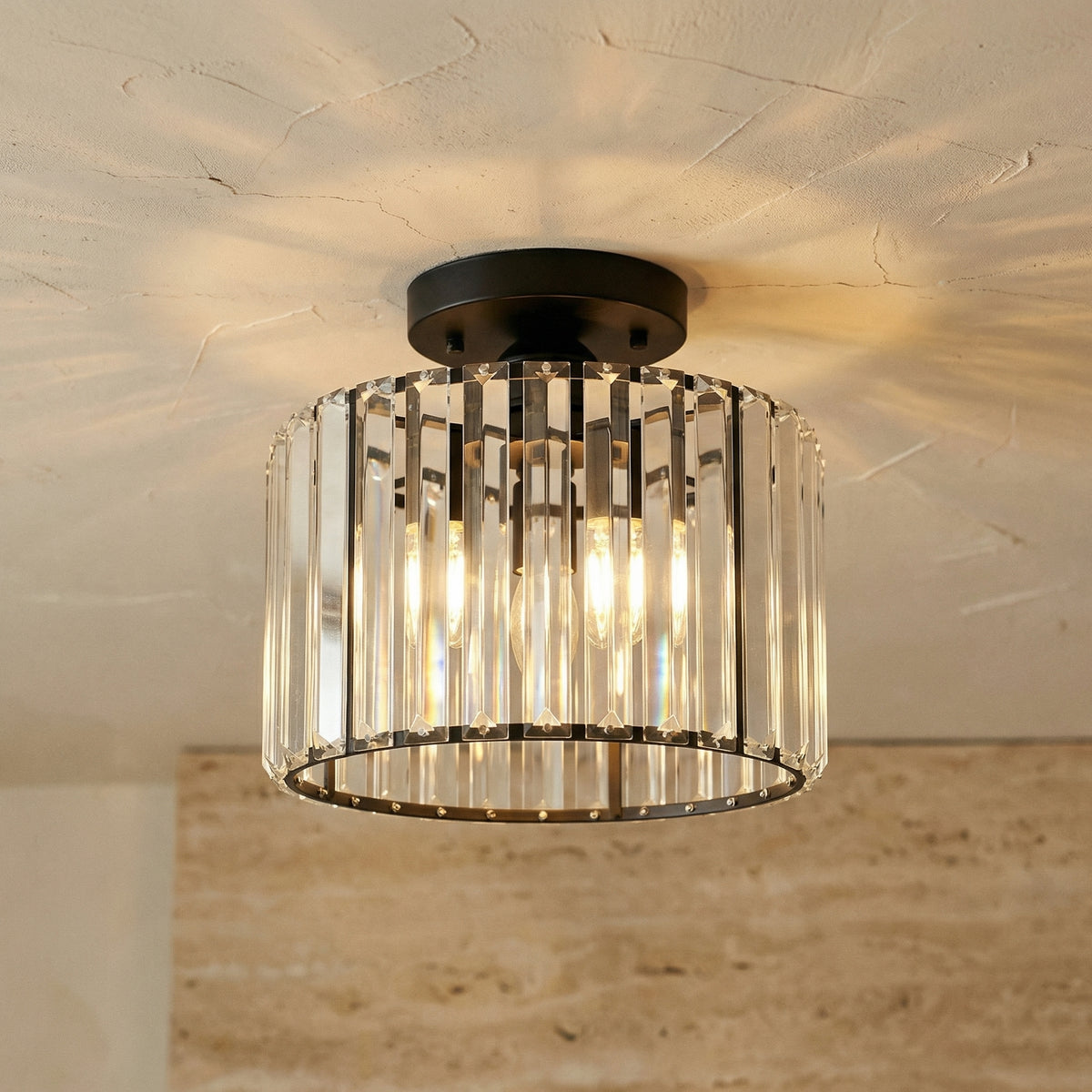 Crystal Semi Flush Mount Ceiling Light for Living Room-Lighting > Ceiling Lights-casanuva-casanuva