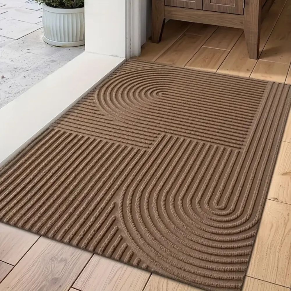 Curved Thread Line Indoor Door Mat-Rugs & Mats > Door Mats-casanuva-Coffee Shade-18"x29.5"-casanuva