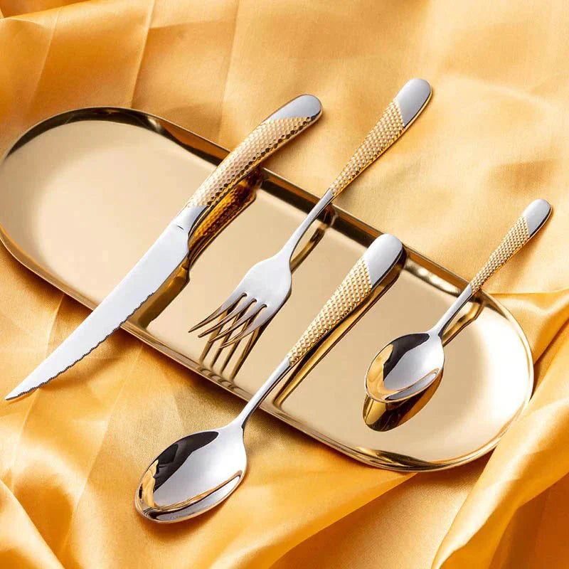 Cutlery Set with Textured Design-Kitchen & Dining > Cutlery-casanuva-casanuva