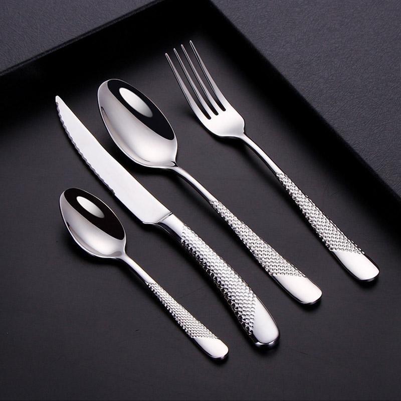 Cutlery Set with Textured Design-Kitchen & Dining > Cutlery-casanuva-Silver-16 Pieces Set-casanuva