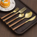 Cutlery Set with Wood-Inspired Handles for Stylish Dining-Kitchen & Dining > Cutlery-casanuva-Gold-Family Set-casanuva