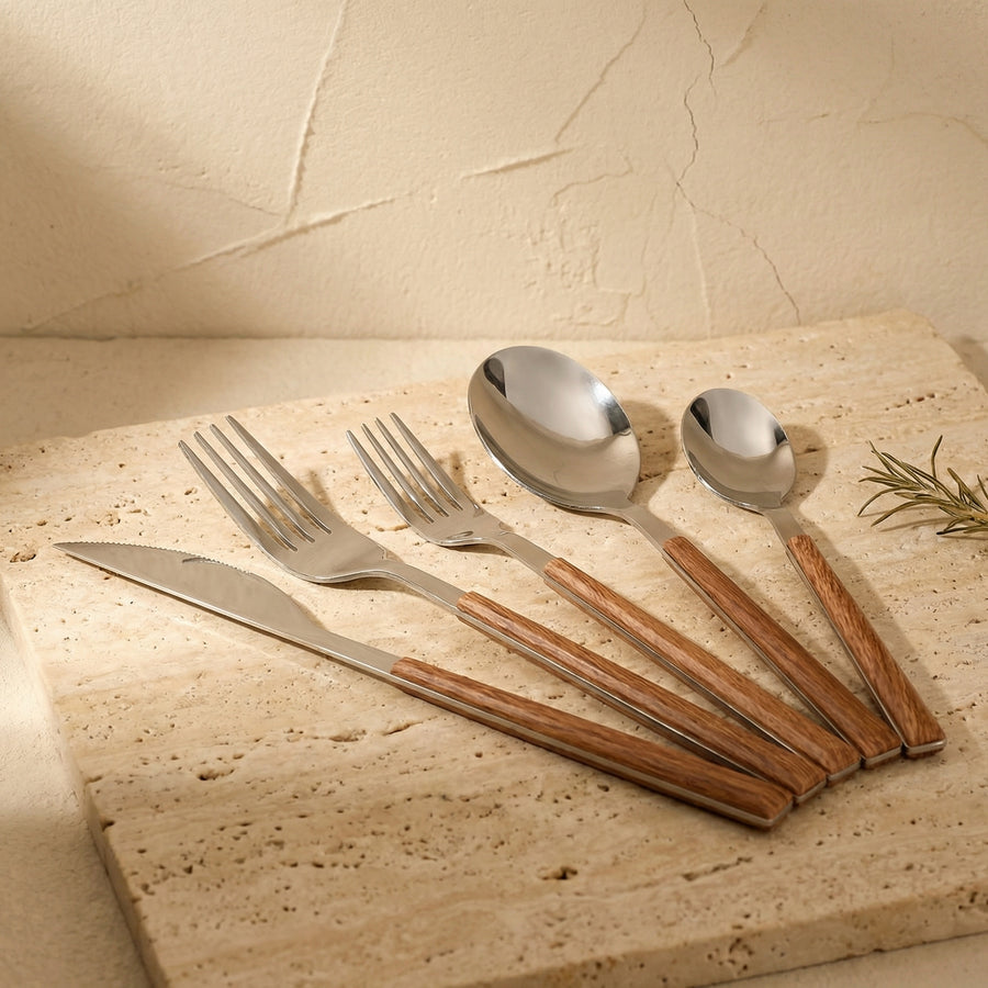 Cutlery Set with Wood-Inspired Handles for Stylish Dining-Kitchen & Dining > Cutlery-casanuva-casanuva