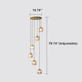 Cylindrical Crystal 6-Light Stairway Chandelier-Lighting > Chandeliers & Pendant Lights-casanuva-casanuva