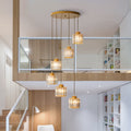 Cylindrical Crystal 6-Light Stairway Chandelier-Lighting > Chandeliers & Pendant Lights-casanuva-casanuva