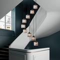 Cylindrical Crystal 6-Light Stairway Chandelier-Lighting > Chandeliers & Pendant Lights-casanuva-Black-9 Light-110V-120V-casanuva