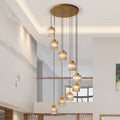 Cylindrical Crystal 6-Light Stairway Chandelier-Lighting > Chandeliers & Pendant Lights-casanuva-Gold-9 Light-110V-120V-casanuva