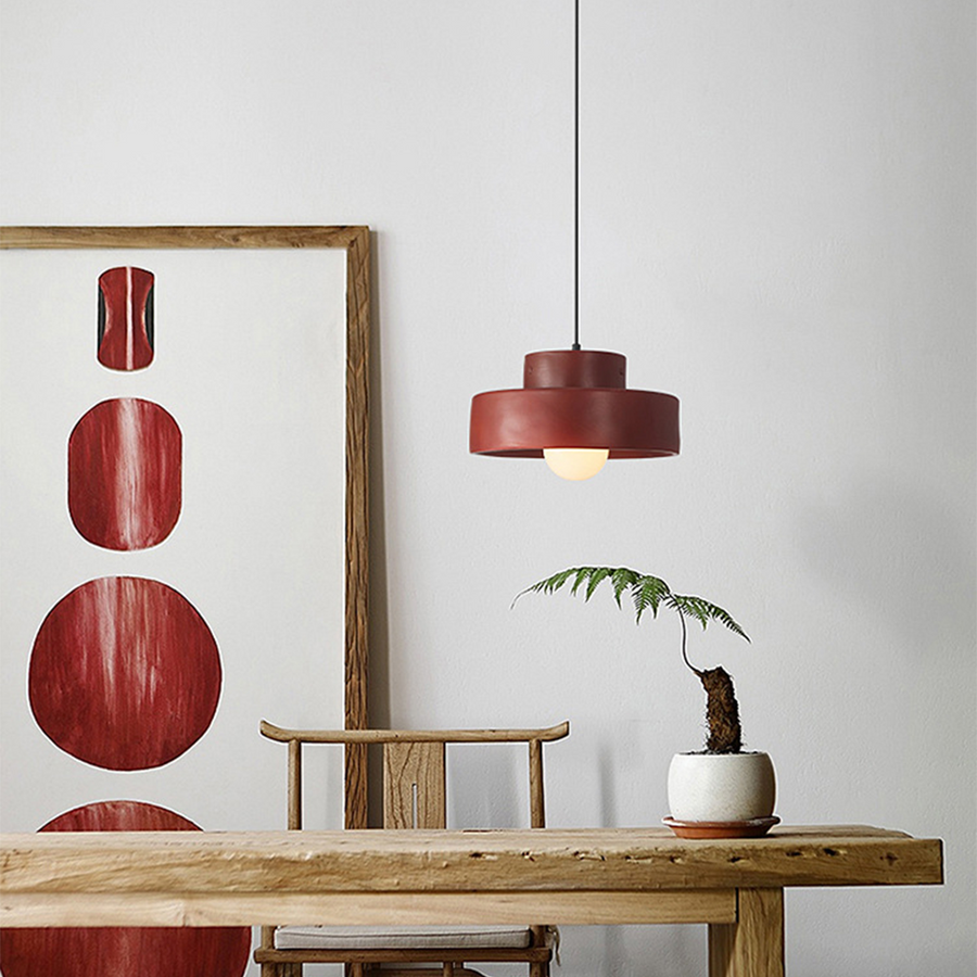 Cylindrical Pendant Light Nordic Geometric Design-Lighting > Pendant Lights-casanuva-Red-D30*H15cm-casanuva