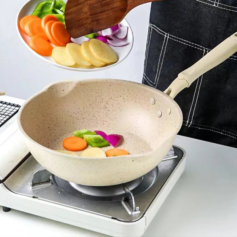 Deep Non-Stick Wok with Maifan Stone Coating and Aluminum Alloy for All Stoves-Kitchen & Dining > Cookware-casanuva-casanuva