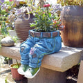 Denim Flower Pot Sculptural Resin Planter for Succulents-Home Decor > Decorative Accessories-casanuva-casanuva