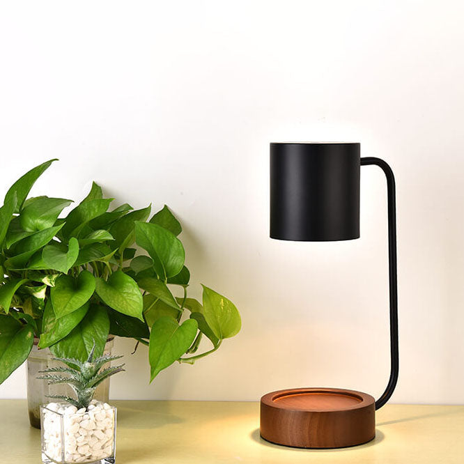 Dimmable Japanese Minimalist Wood Table Lamp with Melting Wax Design-Lighting > Table Lamps-casanuva-Dimmer Switch-Black-100V-120V-casanuva