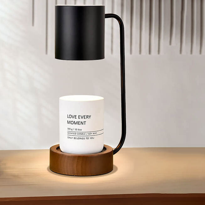 Dimmable Japanese Minimalist Wood Table Lamp with Melting Wax Design-Lighting > Table Lamps-casanuva-Dimmer Switch-Black-220V-240V-casanuva