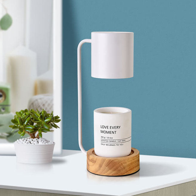 Dimmable Japanese Minimalist Wood Table Lamp with Melting Wax Design-Lighting > Table Lamps-casanuva-Timing + Dimming-White-100V-120V-casanuva