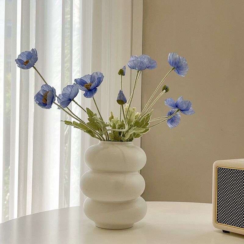 Donut Vase Flower Arrangement Set-Home Decor > Vases-casanuva-A-Blue Poppy-casanuva