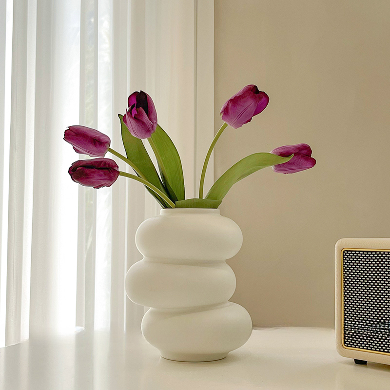 Donut Vase Flower Arrangement Set-Home Decor > Vases-casanuva-A-Purple Tulips-casanuva