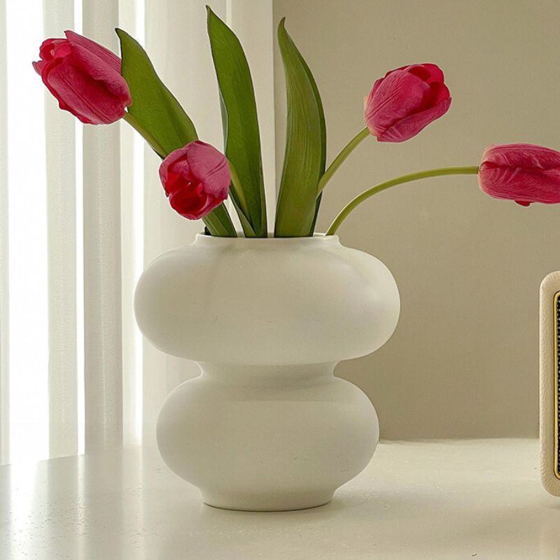 Donut Vase Flower Arrangement Set-Home Decor > Vases-casanuva-B-Rose Red Tulip-casanuva