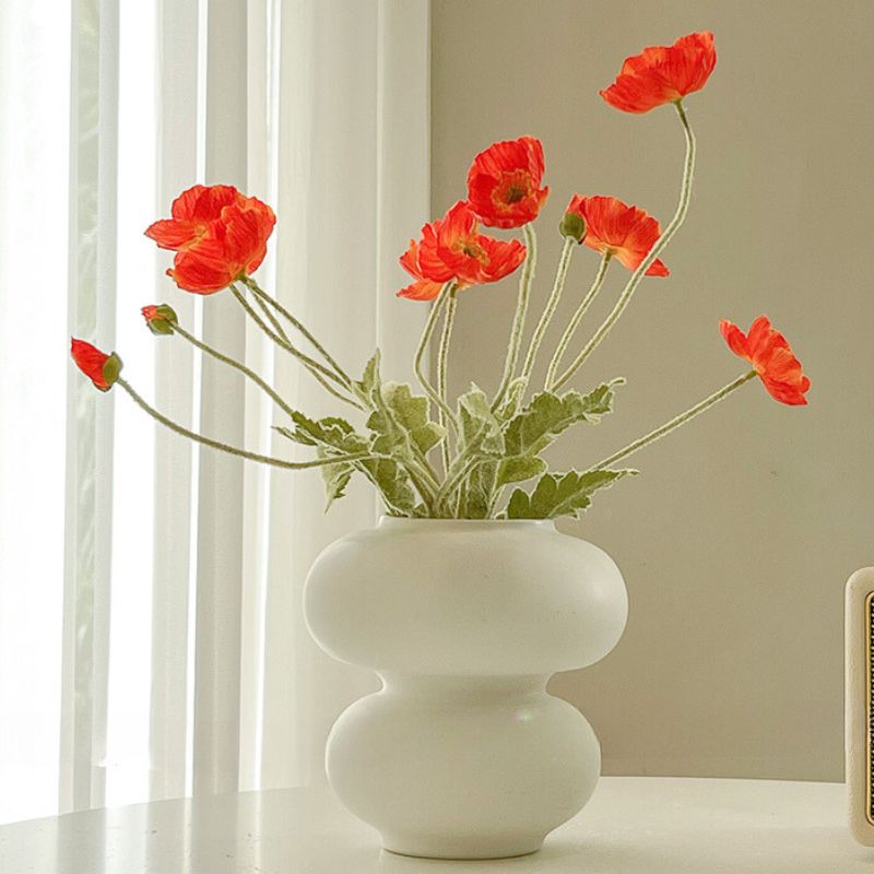 Donut Vase Flower Arrangement Set-Home Decor > Vases-casanuva-B-Sun Red Poppy-casanuva
