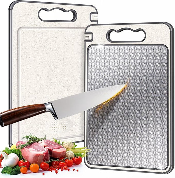 Dual-Sided Anti-Scratch Cutting Board with Sharpener and Silicone Edge-Kitchen & Dining > Cutting Boards-casanuva-casanuva