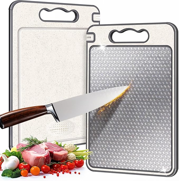Dual-Sided Anti-Scratch Cutting Board with Sharpener and Silicone Edge-Kitchen & Dining > Cutting Boards-casanuva-casanuva