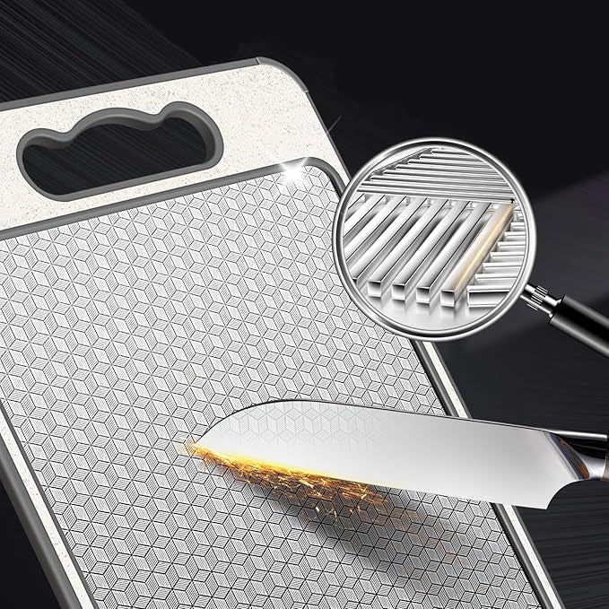 Dual-Sided Anti-Scratch Cutting Board with Sharpener and Silicone Edge-Kitchen & Dining > Cutting Boards-casanuva-casanuva