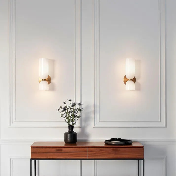 DualBeam LED wall light with double glass head for modern hallways-Lighting > Wall Lights-casanuva-casanuva