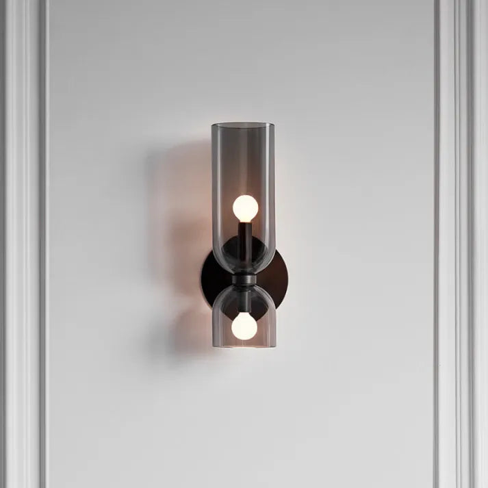 DualBeam LED wall light with double glass head for modern hallways-Lighting > Wall Lights-casanuva-Gray-Dia 15cm x H42cm-casanuva