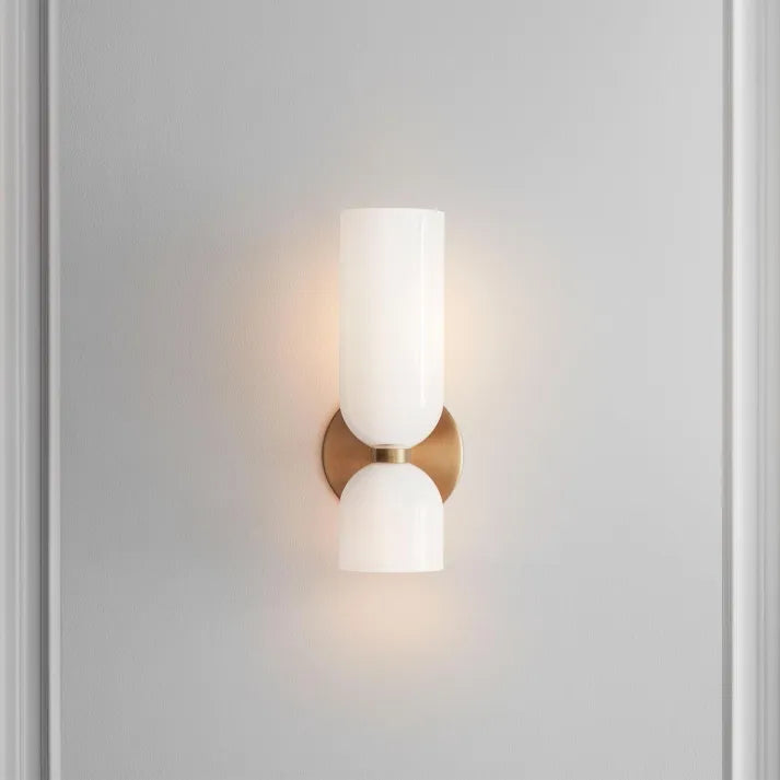 DualBeam LED wall light with double glass head for modern hallways-Lighting > Wall Lights-casanuva-White-Dia 15cm x H42cm-casanuva