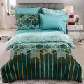 Duvet Cover Set 3 Piece Golden Cosmo Design-Bedding & Bath > Bedding Sets-casanuva-Queen-Emerald Mist-casanuva