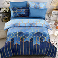Duvet Cover Set 3 Piece Golden Cosmo Design-Bedding & Bath > Bedding Sets-casanuva-Queen-Midnight Sapphire-casanuva