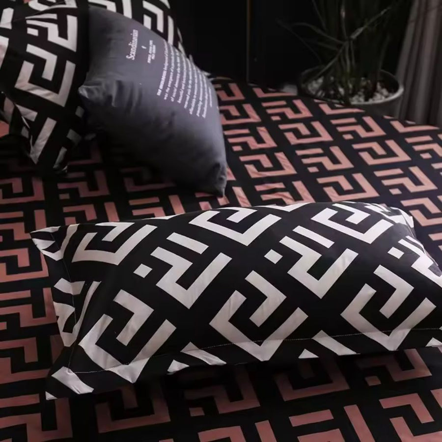 Duvet Cover Set 3 Piece Noir Enigma Design-Bedding & Bath > Bedding Sets-casanuva-casanuva