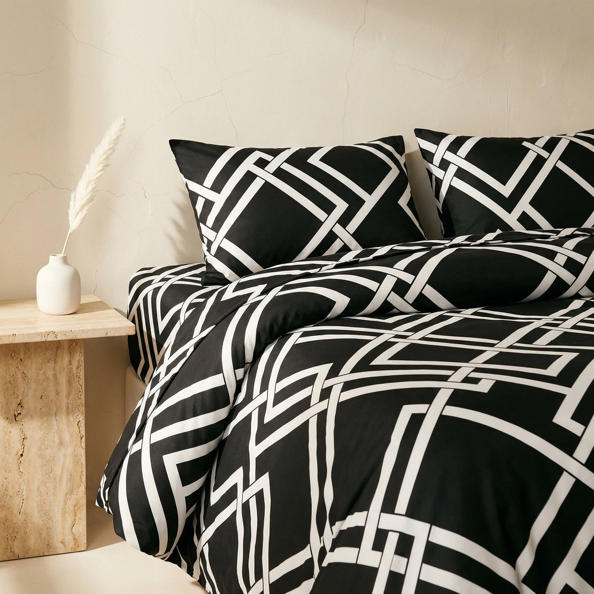 Duvet Cover Set 3 Piece Noir Enigma Design-Bedding & Bath > Bedding Sets-casanuva-casanuva