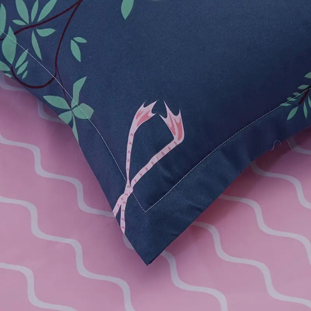 Duvet Cover Set 3 Pieces Flamingo Oasis Design-Bedding & Bath > Bedding Sets-casanuva-casanuva