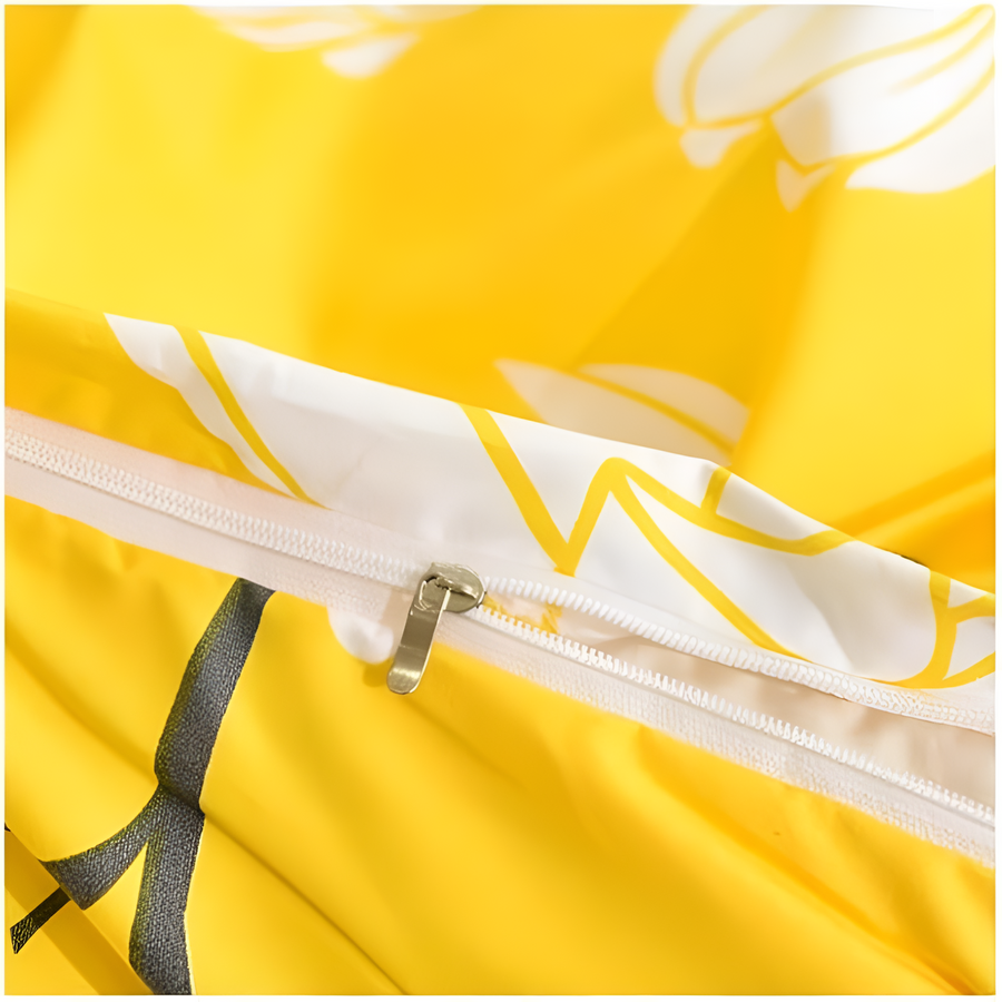 Duvet Cover Set Yellow Blossom 3 Piece-Bedding & Bath > Bedding Sets-casanuva-casanuva