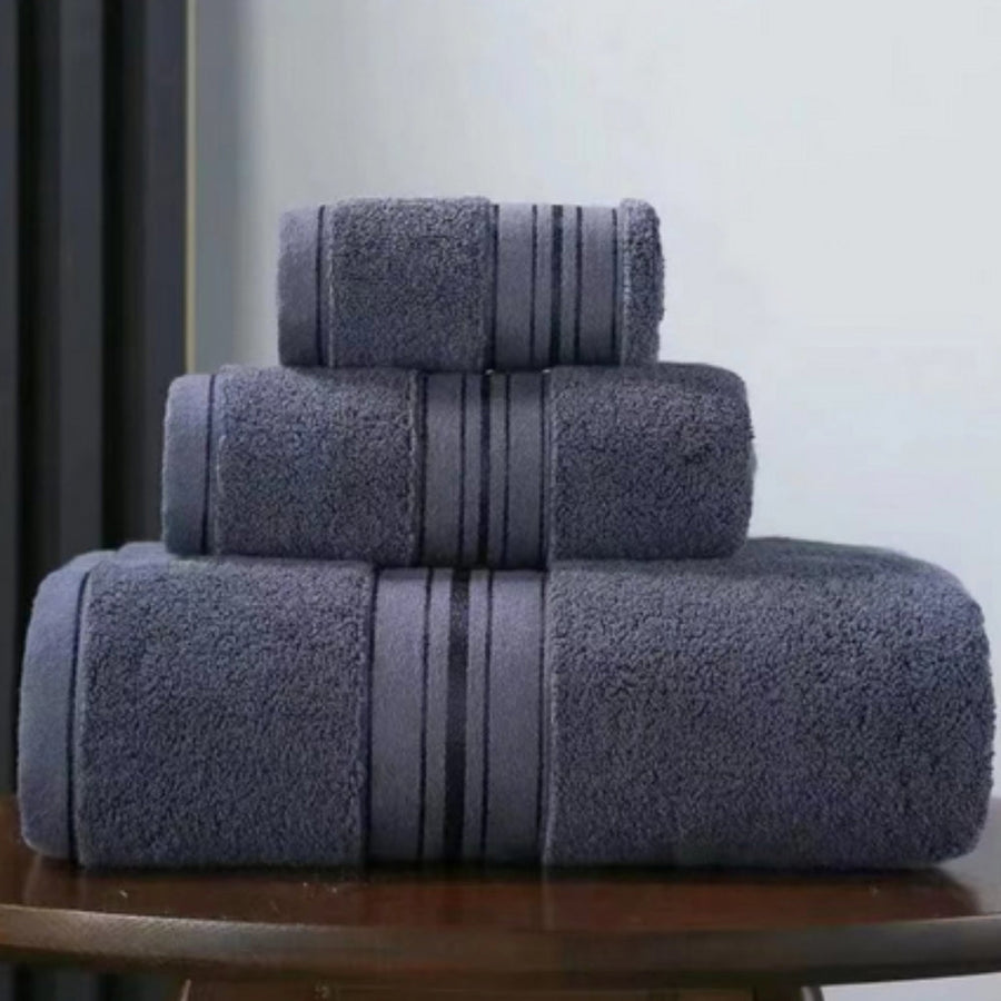 Egyptian Cotton Towel Set Soft Absorbent Bath Towels-Bedding & Bath > Bath Towels-casanuva-Dark Gray-3 Piece Towel Set-casanuva