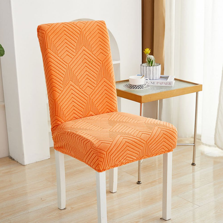 Elastic Jacquard Chair Cover-Covers & Textiles > Chair Covers-casanuva-Chevron Maze-Sunset Orange-casanuva