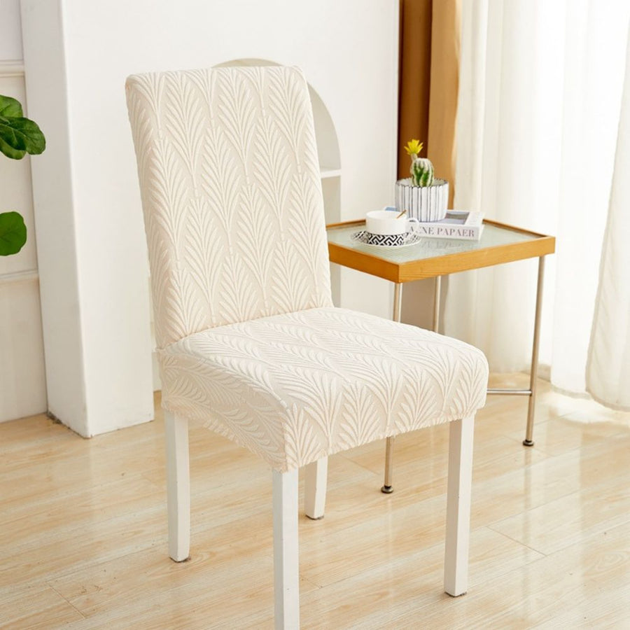 Elastic Jacquard Chair Cover-Covers & Textiles > Chair Covers-casanuva-Palm Weave-Warm Beige-casanuva