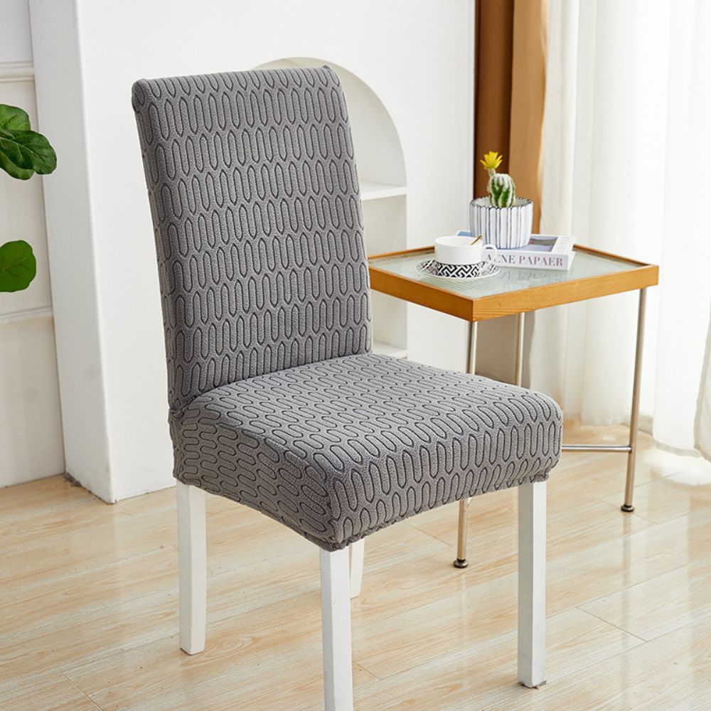 Elastic Jacquard Chair Cover-Covers & Textiles > Chair Covers-casanuva-Ripple Loop-Charcoal Gray-casanuva