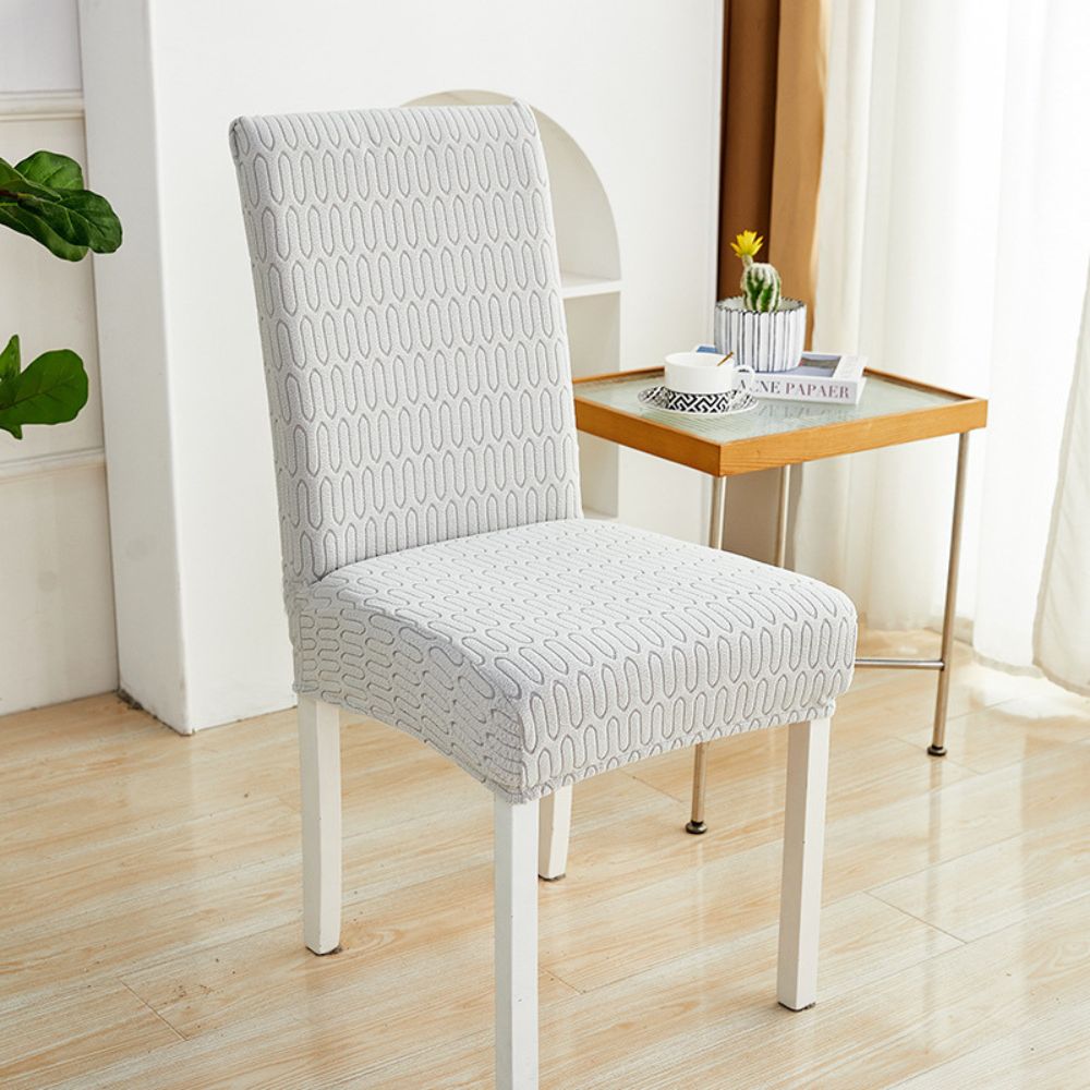 Elastic Jacquard Chair Cover-Covers & Textiles > Chair Covers-casanuva-Ripple Loop-Soft White-casanuva