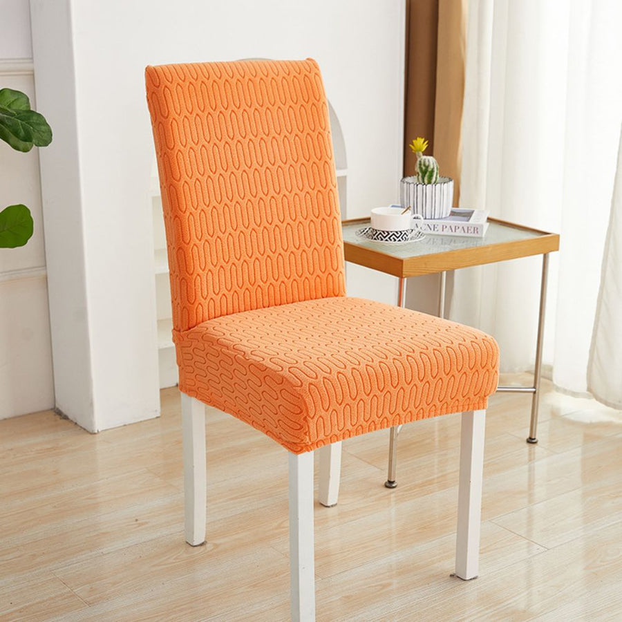 Elastic Jacquard Chair Cover-Covers & Textiles > Chair Covers-casanuva-Ripple Loop-Sunset Orange-casanuva